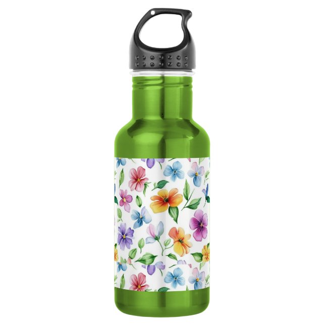 Botella De Agua Flores Patrón Floral Sublimación-95652 (Anverso)