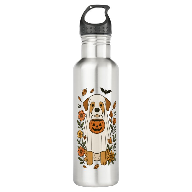 Botella De Agua Flores recuperadoras de Labrador de Halloween (Anverso)