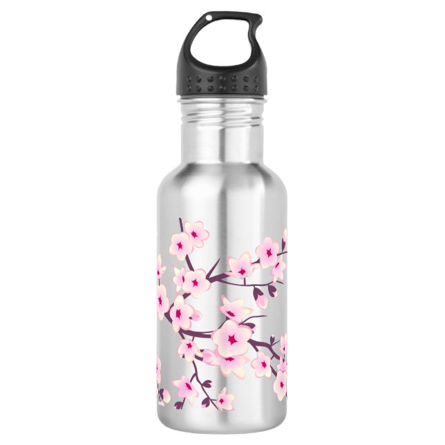 Botella De Agua Flores rosadas de cerezo en flor (Anverso)