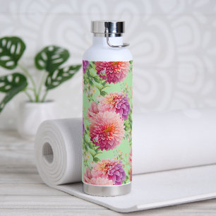 Botella De Agua Flores rosadas de Dahlia