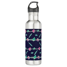 Botella De Agua Flores rosadas y violetas