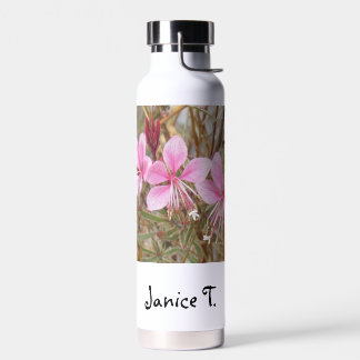 Botella de agua - Flores rosas con nombre