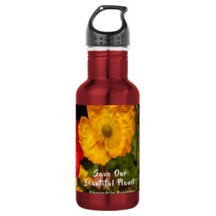 Botella De Agua Flores Salva Nuestro Planeta Flores Naturaleza Per
