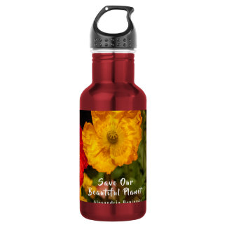 Botella De Agua Flores Salva Nuestro Planeta Flores Naturaleza Per