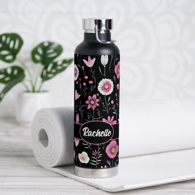 Botella De Agua Flores salvajes con nombre (Yoga)