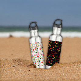 Botella De Agua Flores silvestres de color negro