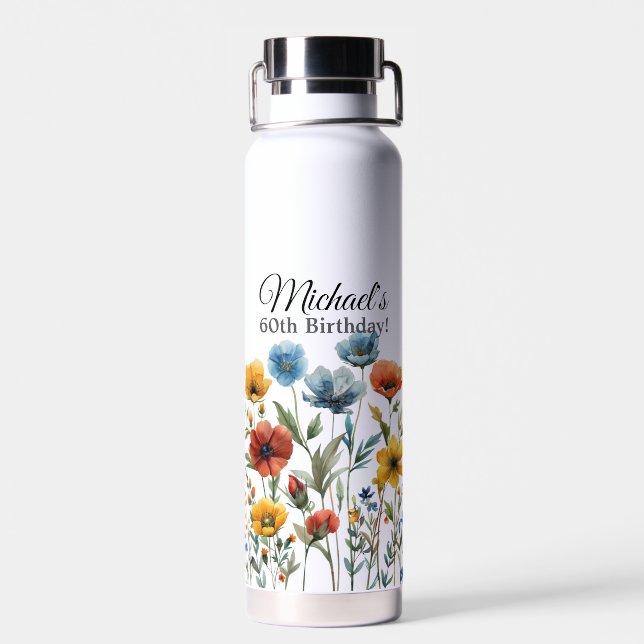 Botella De Agua Flores silvestres de primavera acuática-67548 (Atrás)