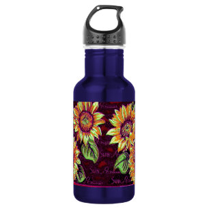 Botella De Agua Flores solares grises