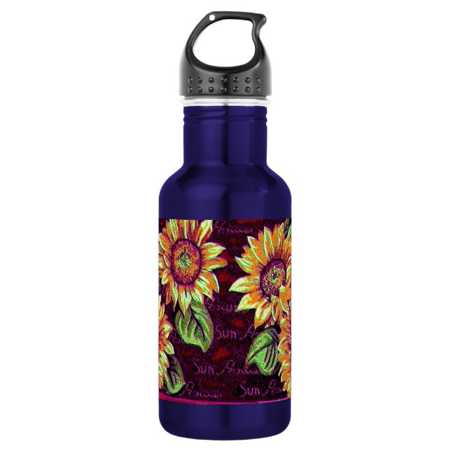 Botella De Agua Flores solares grises (Anverso)