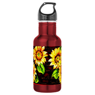 Botella De Agua Flores solares grises
