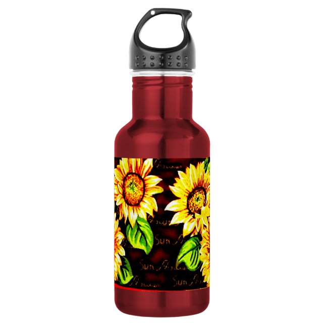 Botella De Agua Flores solares grises (Anverso)