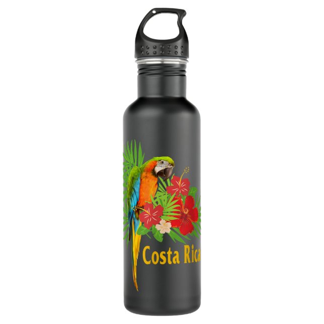 Botella De Agua Flores tropicales de loro de vacaciones de Costa R (Anverso)