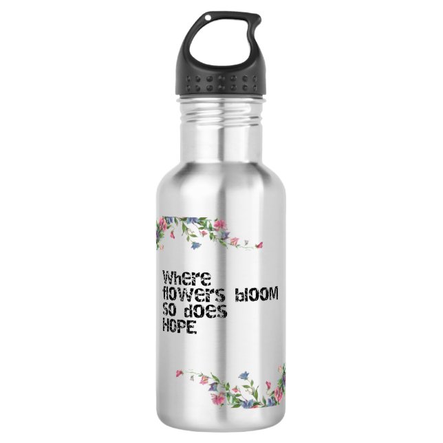 Botella De Agua Flores y diseño de esperanza (Anverso)