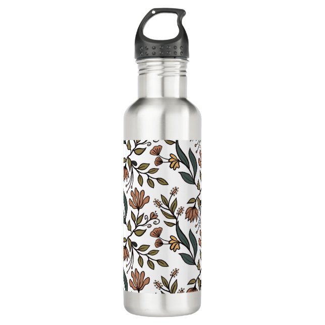 Botella De Agua Flores y hojas singulares (Anverso)