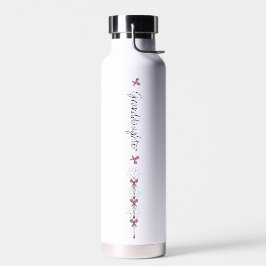 Botella De Agua Flores y lazos minimalistas en blanco y negro