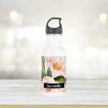Botella De Agua Flores y nombre de color rosa pastel moderno<br><div class="desc">Flores y nombre de color rosa pastel moderno</div>