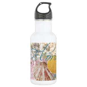 Botella De Agua Florida Vintage Travel Beach Seashell Shell Art