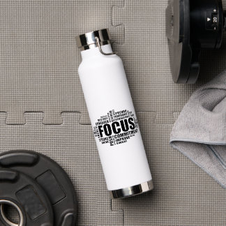 Botella De Agua FOCUS – Diseño Motivacional de Nube de Palabras