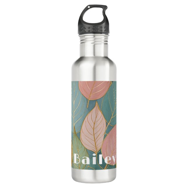 Botella De Agua Foliage caprichoso: Hojas Pastel (Anverso)