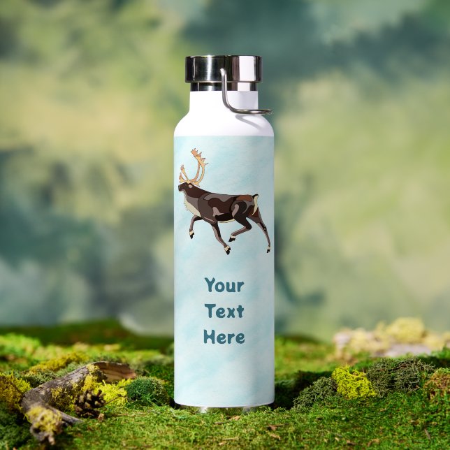 Botella De Agua Folk Art Caribou/Reindeer (Al aire libre (girado))