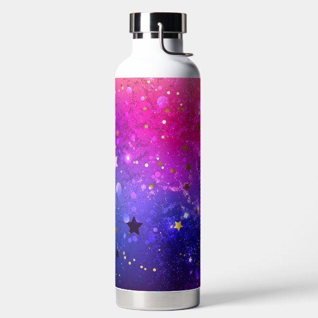 Botella De Agua Fondo azul rosa brillante (Izquierda)