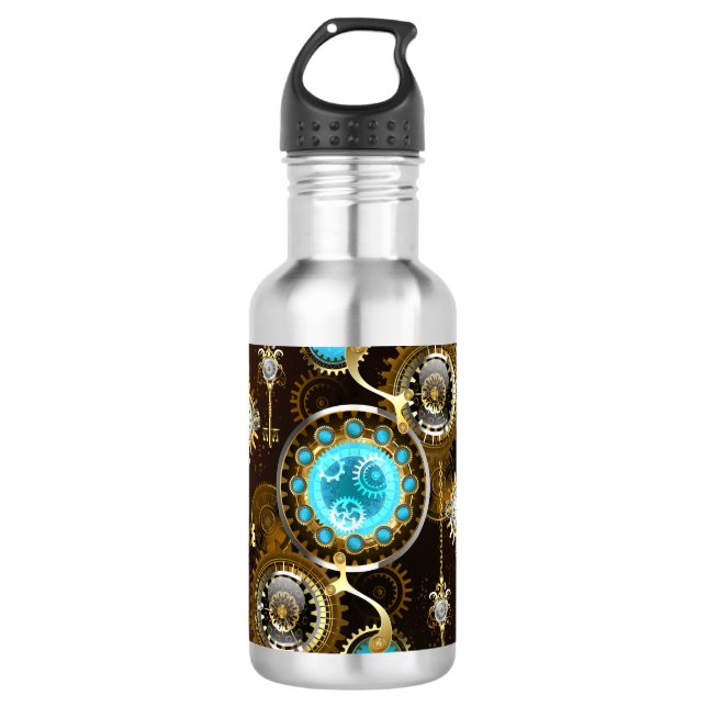 Botella De Agua Fondo de roscas de vapor con lentes turquesas (Anverso)