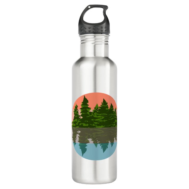 Botella De Agua Forest Sunset Nature Pine Trees (Anverso)