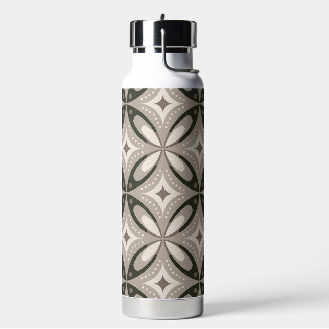 Botella De Agua Formas circulares retro beige y marrón (Izquierda)