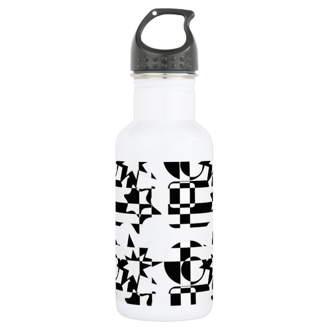 Botella De Agua Formas geométricas en blanco y negro (Anverso)