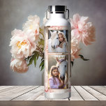 Botella De Agua Foto de Boho Moda Floral<br><div class="desc">Botella de agua con tus fotos sobre un elegante diseño de flores acuáticas en lindos rosados. El texto de "Te amamos" hace de esta una botella hermosa para una mamá o abuela. Bonito para el Día de la Madre o su cumpleaños.</div>