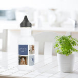 Botella De Agua Foto de colección moderna y regalo del Día de los<br><div class="desc">Modern Collage Photo & Blue Happy Fathers Day Gift es un regalo personalizado y reflexivo para celebrar al hombre especial en tu vida en el Día del Padre. El regalo incluye un marco de fotografía de collage muy bien diseñado con espacio para múltiples imágenes, que permite capturar y mostrar tus...</div>