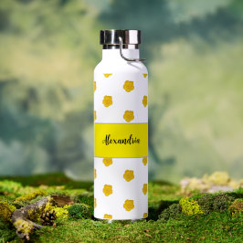 Botella De Agua Foto de flor silvestre amarilla dorada con monogra