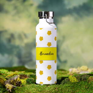 Botella De Agua Foto de flor silvestre amarilla dorada con monogra