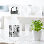 Botella De Agua Foto de la familia Collage de moda Inicio blanco y<br><div class="desc">Presentamos nuestro Collage de moda Five Family Photo Black & White con Initial in Center . Este collage personalizado y elegante es la manera perfecta de mostrar los preciados recuerdos de su familia de una manera moderna y elegante. Con un elegante esquema de color blanco y negro, este collage le...</div>