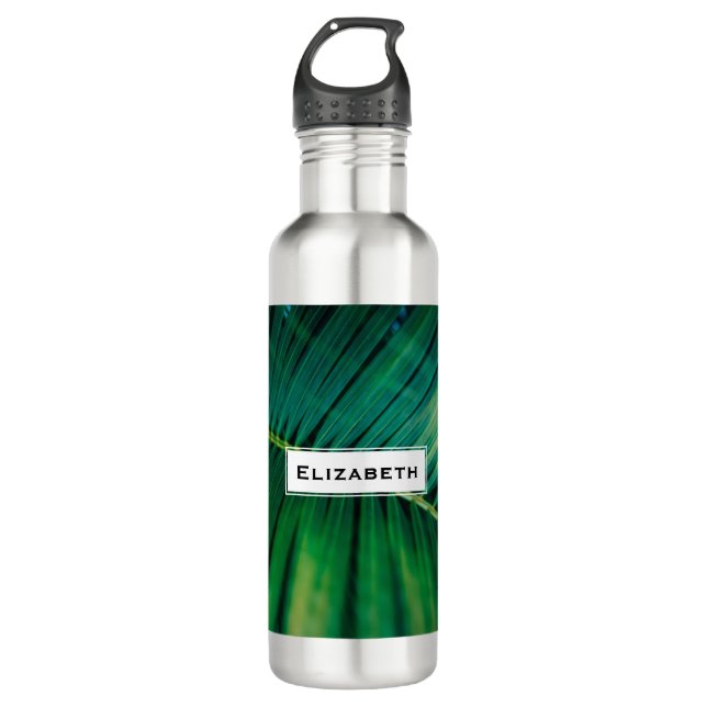 Botella De Agua Foto de naturaleza tropical de frondosas de hojas  (Anverso)
