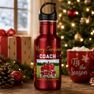 Botella De Agua Foto de Navidad del equipo de entrenadores