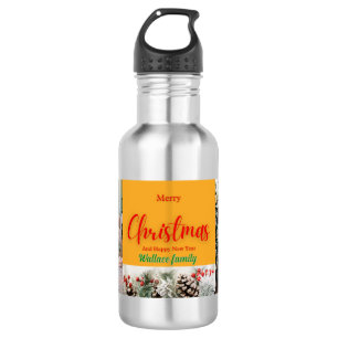 Botella De Agua foto de navidades de familia, personalizar