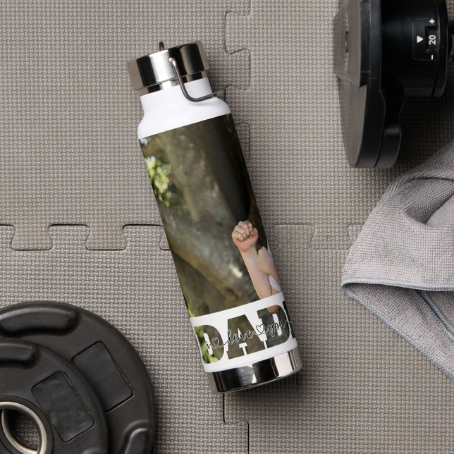 Botella De Agua Foto de padre e hijo paro Te amo, cita de papá (Subido por el creador)