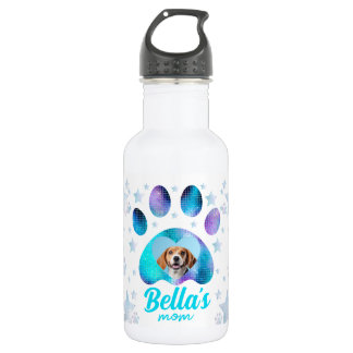 Botella De Agua Foto de Personalizado Dog Mom Paw