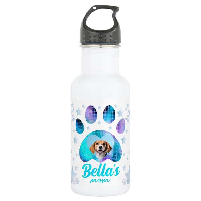 Botella De Agua Foto de Personalizado Dog Mom Paw (Anverso)