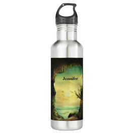 Botella De Agua Foto de una cueva que domina un mar tropical