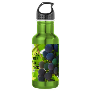 Botella De Agua Foto de Uvas Moradas Versículo de la Biblia del Ev