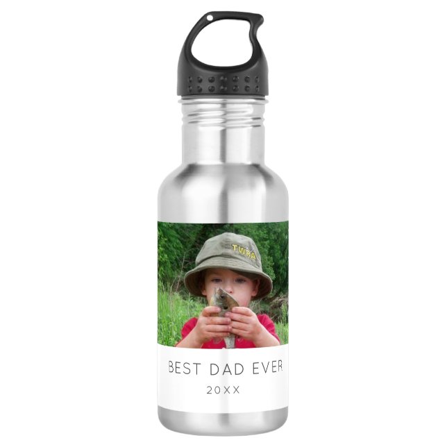 Botella De Agua Foto del Personalizado Mejor Papá Moderno (Anverso)