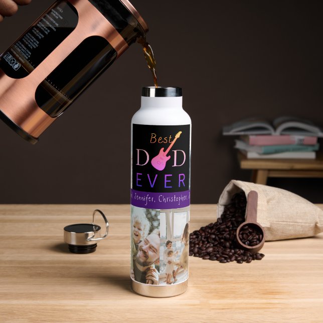 Botella De Agua Foto Mejor Papá Nunca Música Guay Día de los Padre (Café)