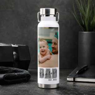 Botella De Agua Foto Papá Más Genial Est. Año Personalizado - Rega
