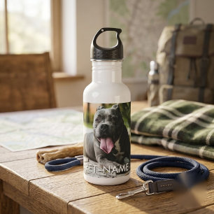 Botella De Agua Foto personalizada con el nombre de tu perro