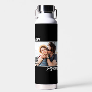 Botella De Agua Foto personalizada de Grunge negro 'Tú haces girar