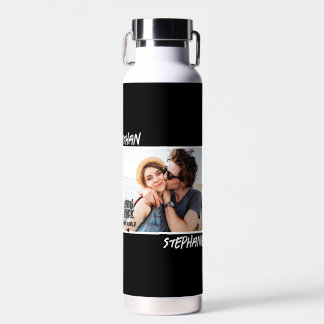 Botella De Agua Foto personalizada de Grunge negro 'Tú haces girar