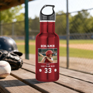 Botella De Agua Foto personalizada de jugador de béisbol Deportes