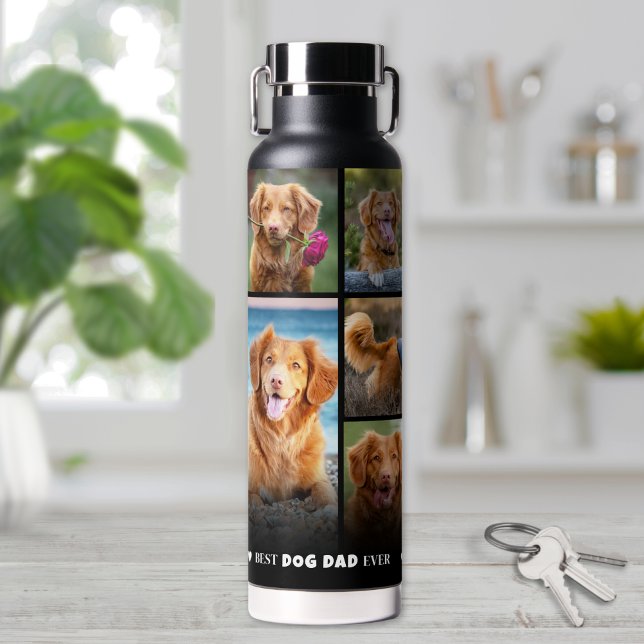 Botella De Agua Foto personalizada de papá de perro (Personalized Dog Dad Photo Water Bottle)